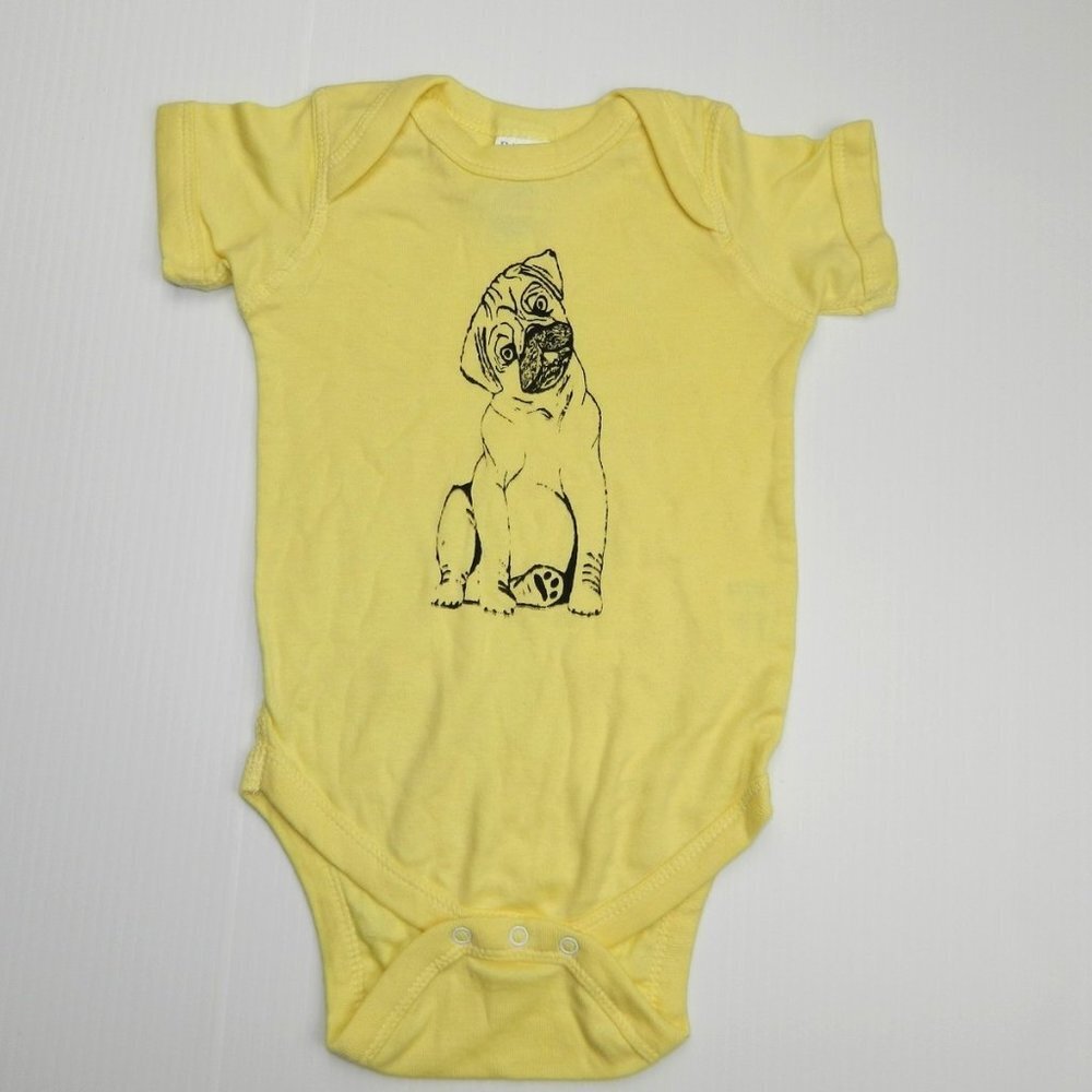 Yellow Pug 12 Months Onesie - New without Tags